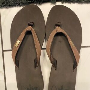 Reef Brown Leather Strap Flip Flop Sandals